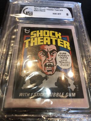 1975 TOPPS SHOCK THEATER AUTHENTIC UNOPENED TEST WAX PACK GRADED GAI 8 NM-MT -image