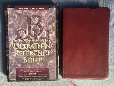 Holy Bible KJV UltraThin Reference Burgundy Bonded Leather Broadman Holman Red-image