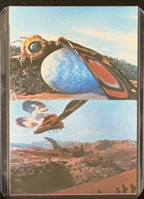 1973 vintage GODZILLA Amada Toho kaiju Card Japanese Panel Rare Mothra #4 & 12-image