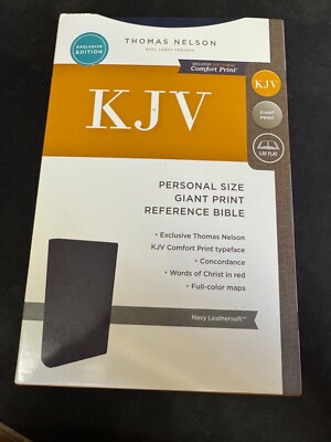 KJV Reference Bible Zondervan Giant Print Red Letter NEW Navy Leathersoft 2017-image