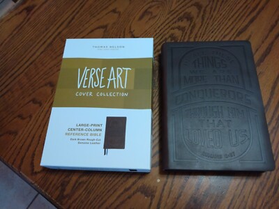 KJV LARGE PRINT Center-Column Reference Bible  Brown Genuine Leather Retail $109-image