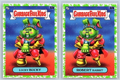 Bucky O'Hare Lucky Rabbit Garbage Pail Kids Spoof GREEN SP 2-Card Set-image