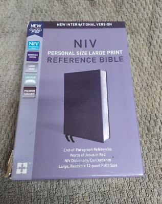 NIV Large Print Bible Leathersoft  Black Leather. BRAND NEW -open Box-image