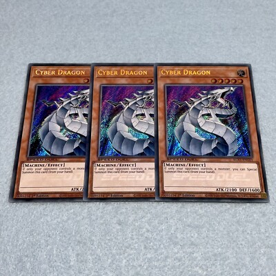 Yugioh Cyber Dragon SGX1 1st Edition Secret Rare 3 Card Set NM-image