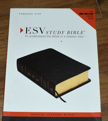 EnglishStandardVersion Study BiblePersonal SizeNew In Box-Genuine Leather-Black--image