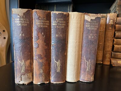 Allers Illustrerede Koversationsleksikon 1906-1910, Danish Books (LOT of 5)-image