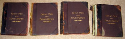 GREAT MEN AND FAMOUS WOMEN Volumes 1, 2,3, 4 Illustrated 1894 Leather Bind Books-image