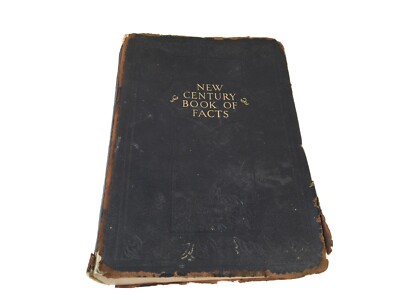 HUGE Old Vtg / Ant Reference Book 1932 ~New Century Book of Facts ~Leather Bound-image