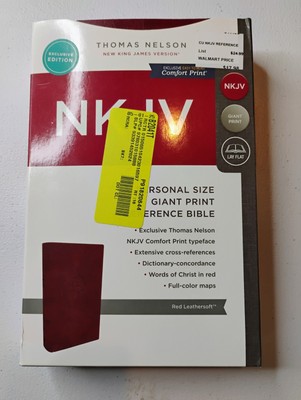 NKJV Bible: New King James Version Red Leather Soft, GIANT PRINT Reference Bible-image