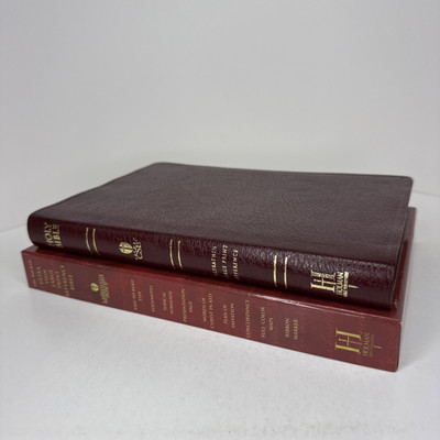 HCSB Large Print Ultrathin Reference Bible Burgundy Bonded Leather VG (look Read-image