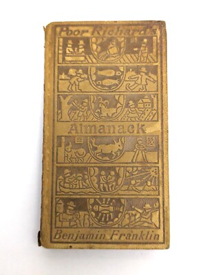 Benjamin Franklin POOR RICHARD’S ALMANACK Leather 1898 Edition Antique Vintage-image