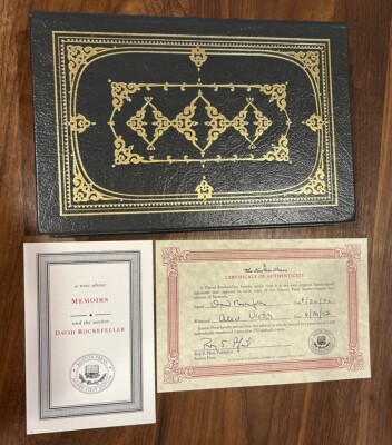 Easton Press: Memoirs, David Rockefeller SIGNED 1st Ed. LEATHER w/COA #854/1300-image