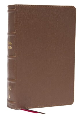 KJV Personal Size End-of-Verse Single-Column Reference Bible Genuine Leather BRN-image