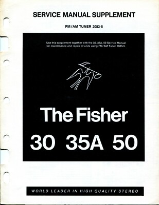 Vintage Fisher Service Manual Supplement FM/AM Tuner Model 30, 35A & 50-image