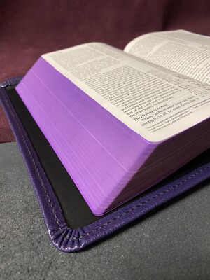 ESV Goatskin Leather Rebind English Standard Version Bible Rebound Purple Refs-image