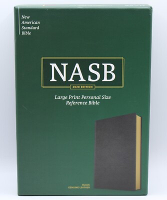 NASB Large Print Personal Size Reference Bible Black Genuine Leather Red Letter-image