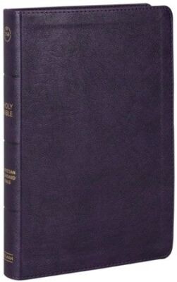 CSB Giant Print Reference Bible, Plum LeatherTouch, Red Letter, Presenta .. NEW-image