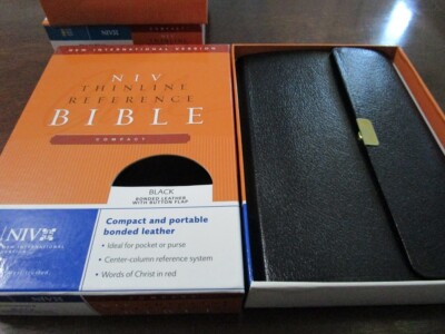 NIV 1984 Compact Thinline Reference Bible - NEW - *Black Bonded Leather* 1984-image
