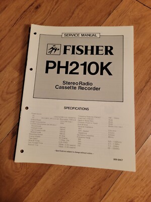 Fisher PH 210K Boombox Stereo Service Manual repair-image