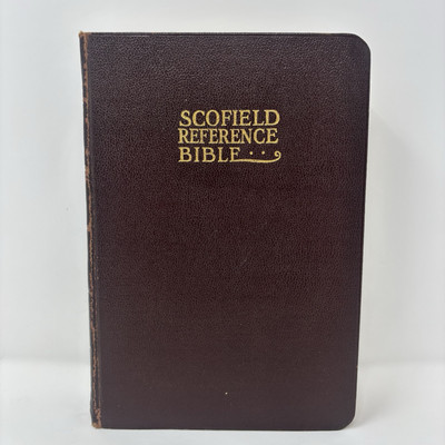 Holy Bible Scofield Reference Edition Oxford Leather 1917 Indexed KJV Antique-image