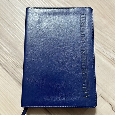 SLIMLINE REFERENCE BIBLE NLT1 Tyndale Navy Leather Mid-Continent University KY-image