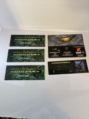 Set Of 4 vintage Godzilla movie advertising first showing promo 1998-image