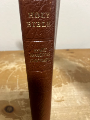 Vintage Leather Bound Holy Bible Concordance, Ready References, Cambridge Jesus-image