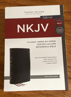 NKJV Classic Verse by Verse Center Column Reference Bible Black Genuine Leather-image