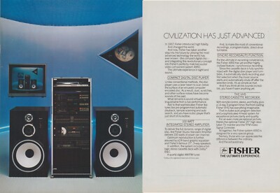 1983 Fisher Home Stereo - Civilization Has Just Advanced - 2 Page Print Ad Photo-image