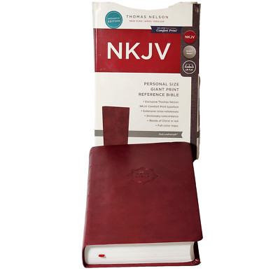 Thomas Nelson Red Leathersoft Reference Holy Bible NKJV Compact Giant Print-image