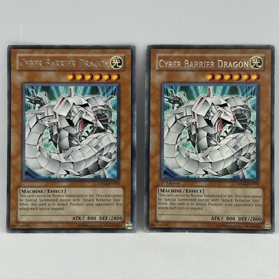 2x Lot - Cyber Barrier Dragon - DP04-EN002 - *MIXED* Rare/Unlimited & LP & MP/HP-image