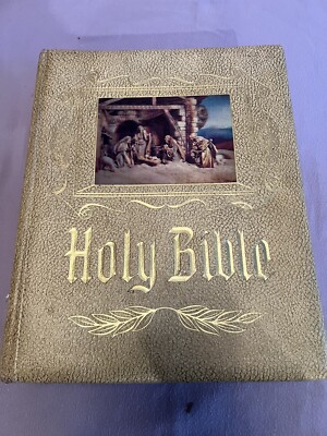 Vintage Holy Bible Hertel Blue Ribbon Reference 1969-70 Edition Illustrated-image