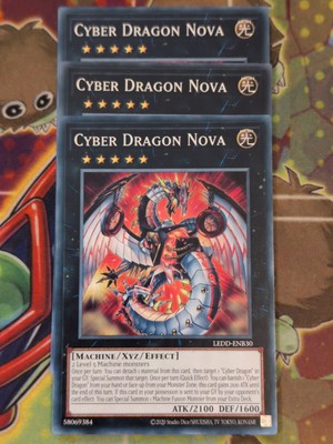 3 x YuGiOh Cyber Dragon Nova LEDD-ENB30 Common UNL Edition Mint Playset-image
