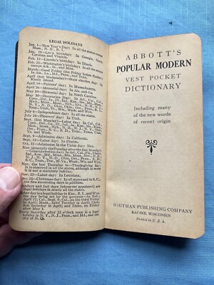 Vintage 1940s Abbott's Popular Modern Vest Pocket Dictionary Leather-Bound-image