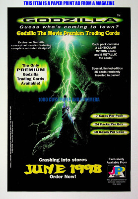 Godzilla Movie Trading Cards TCG JP Amada 1998 Print Magazine Ad Poster ADVERT-image
