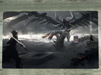 YGOmat Card Game Mat Playmat Cyber End Dragon & Marufuji Ryou TCG CCG Play Mat-image