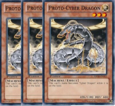 Yugioh - Proto-Cyber Dragon x 3 - 1st Edition NM - Free Holographic Card-image