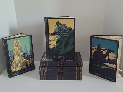 Vintage 1957 Grolier Lands and Peoples 7 Volumes Complete Hardcover -image