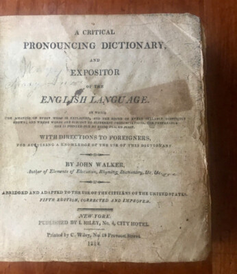 1814 PRONOUNCING DICTIONARY & EXPOSITOR ENGLISH LANGUAGE BY JOHN WALKER LEATHER-image