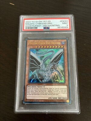 2022 PSA 9 YUGIOH GHOST 2ND HAUNTING ULTRA RARE MALEFIC CYBER END DRAGON 1st ed-image