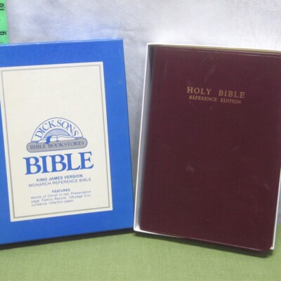 HOLY BIBLE Monarch Reference Edition box King James Version leather & gold edges-image