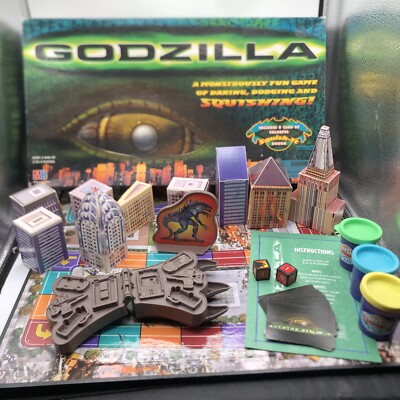 Vintage Milton Bradley 1998 Godzilla Squish-it Board Game - Just Needs Play-Doh!-image