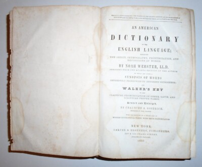 AMERICAN DICTIONARY OF THE ENGLISH LANGUAGE By Noah Webster 1855-image