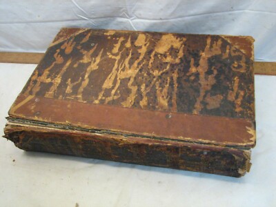 Antique Browns Self Interpreting Family Pictorial Leather Bible 1812 Imprint-image