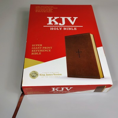 KJV Bible Large Super Giant Print Brown Leather-Touch Cover King James Version-image