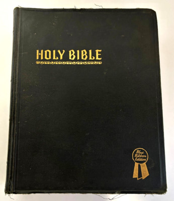 Vintage 1951 Blue Ribbon New Standard Reference Bible-Hertel Red Letter Edition-image