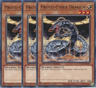 Yugioh - Proto-Cyber Dragon x 3 - 1st Edition - NM - Free Holographic Card-image