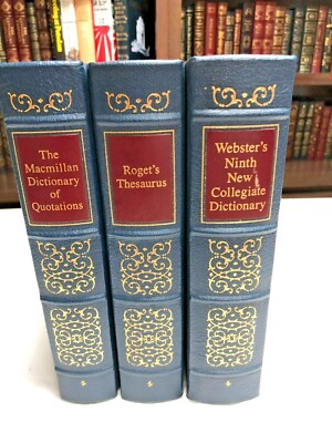 Easton Press ~MACMILLAN REFERENCE LIBRARY - 3 VOLUMES (DICT-THES-QUOT) ~-image