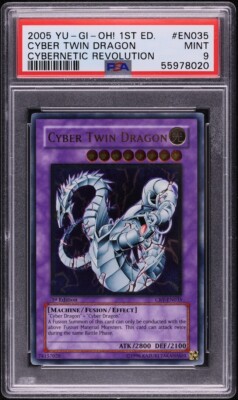 2005 Yu-Gi-Oh! Cyber Twin Dragon CRV-EN035 Ultimate Rare 1st Edition PSA 9-image