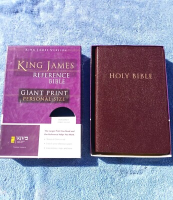 King James Reference Bible Giant Print Personal-Size Bonded Leather VG KJV-image